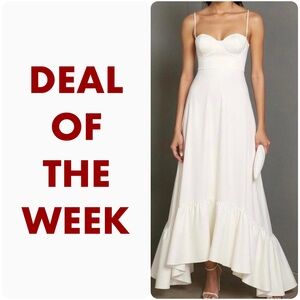 LOVERS + FRIENDS Sisa Ruffle Hem Satin Maxi Dress, Ivory, Large